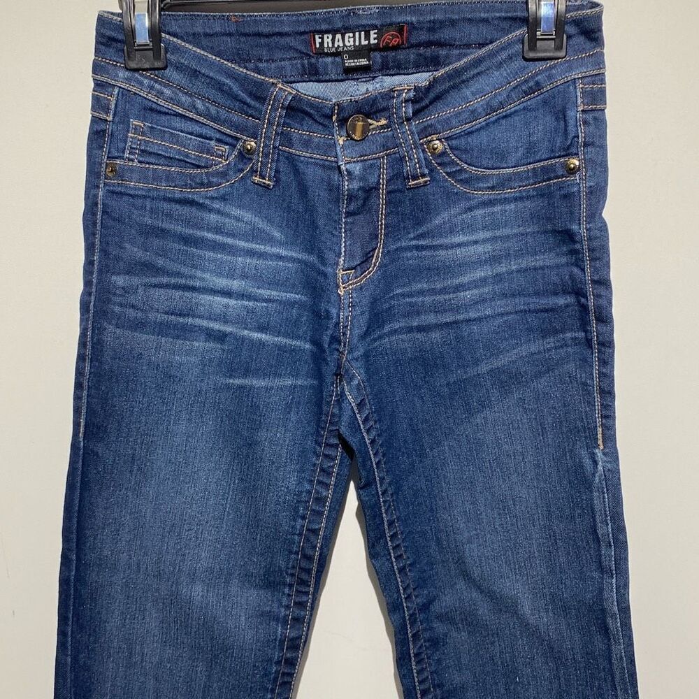 Fragile Women's Blue Zip-fly Straight Leg‎ Cropped Denim Jeans Size 0